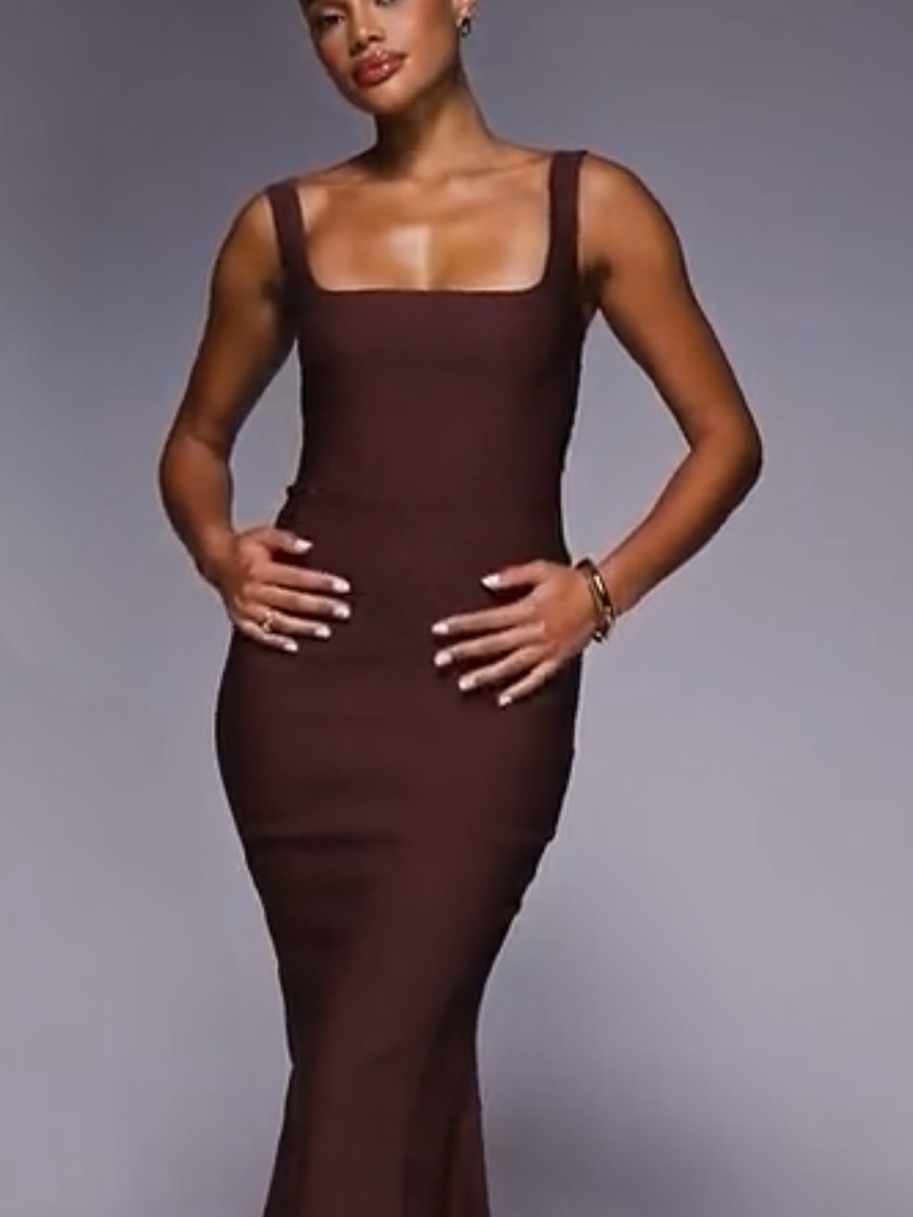 Elegant Chocolate Brown Midi Tank Dress